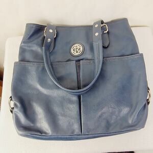 Relic Bleeker Ns blue vegan leather large multipocket tote bag